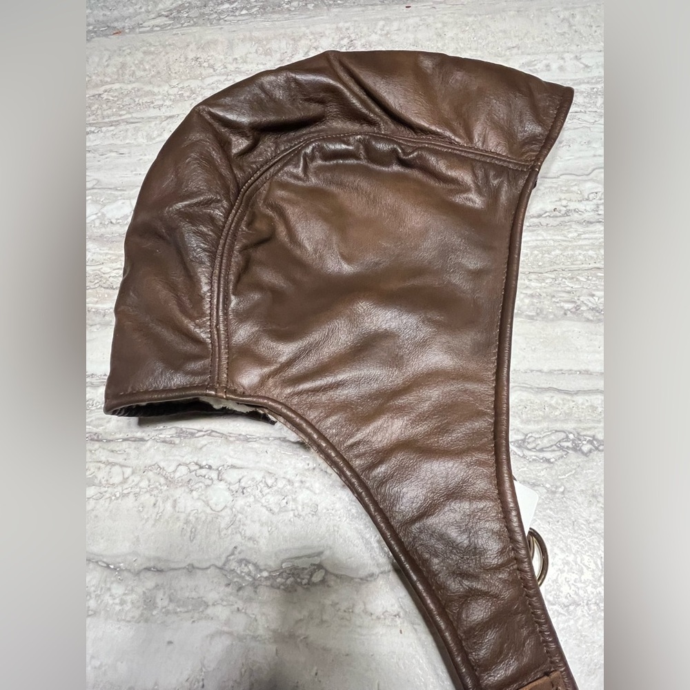 Vintage 90s sheepskin leather wool aviator hat with original 95$ tag made in USA